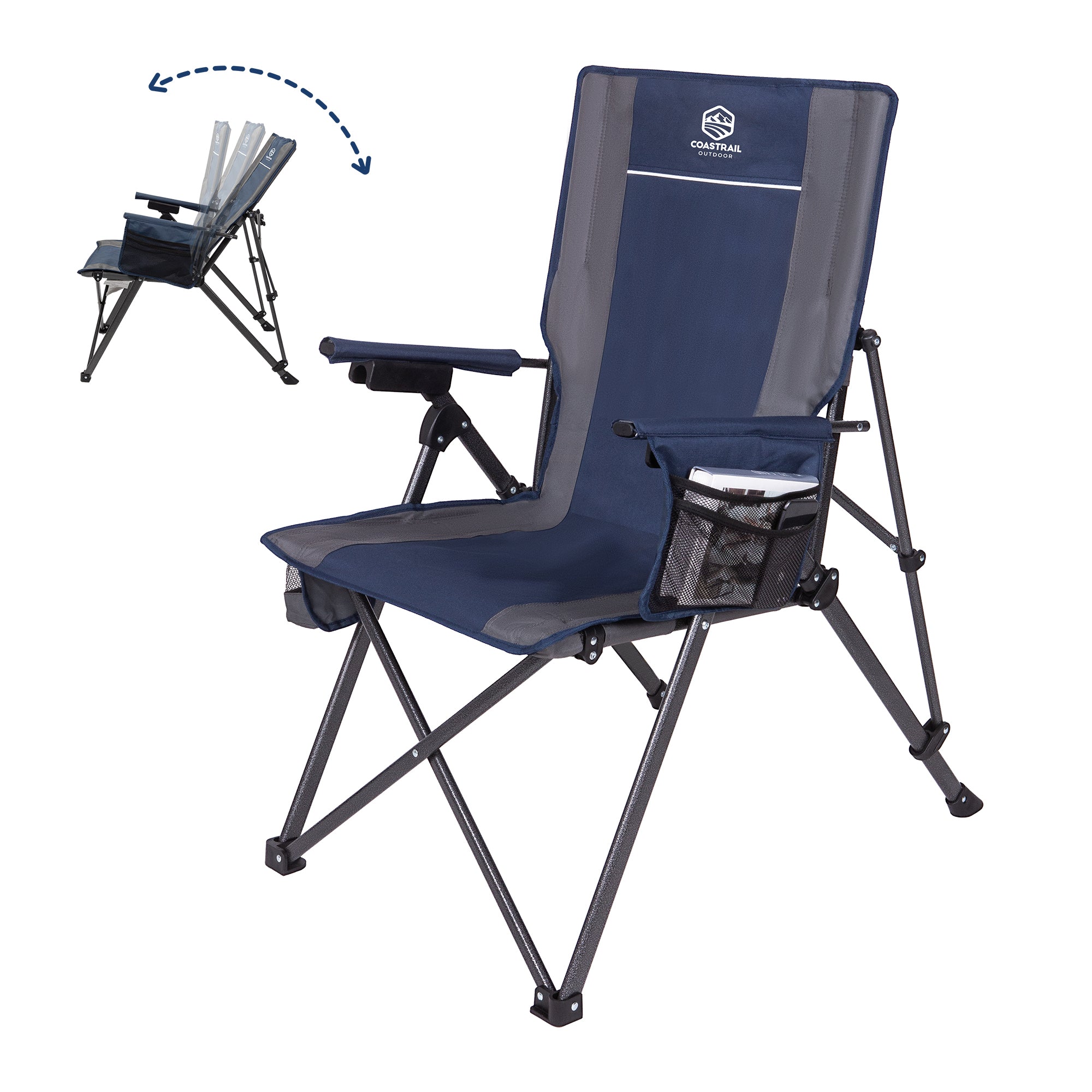 Dellonda Portable Fishing/Camping Chair, Reclining, Adjustable Height, Water Resistant, Foldable