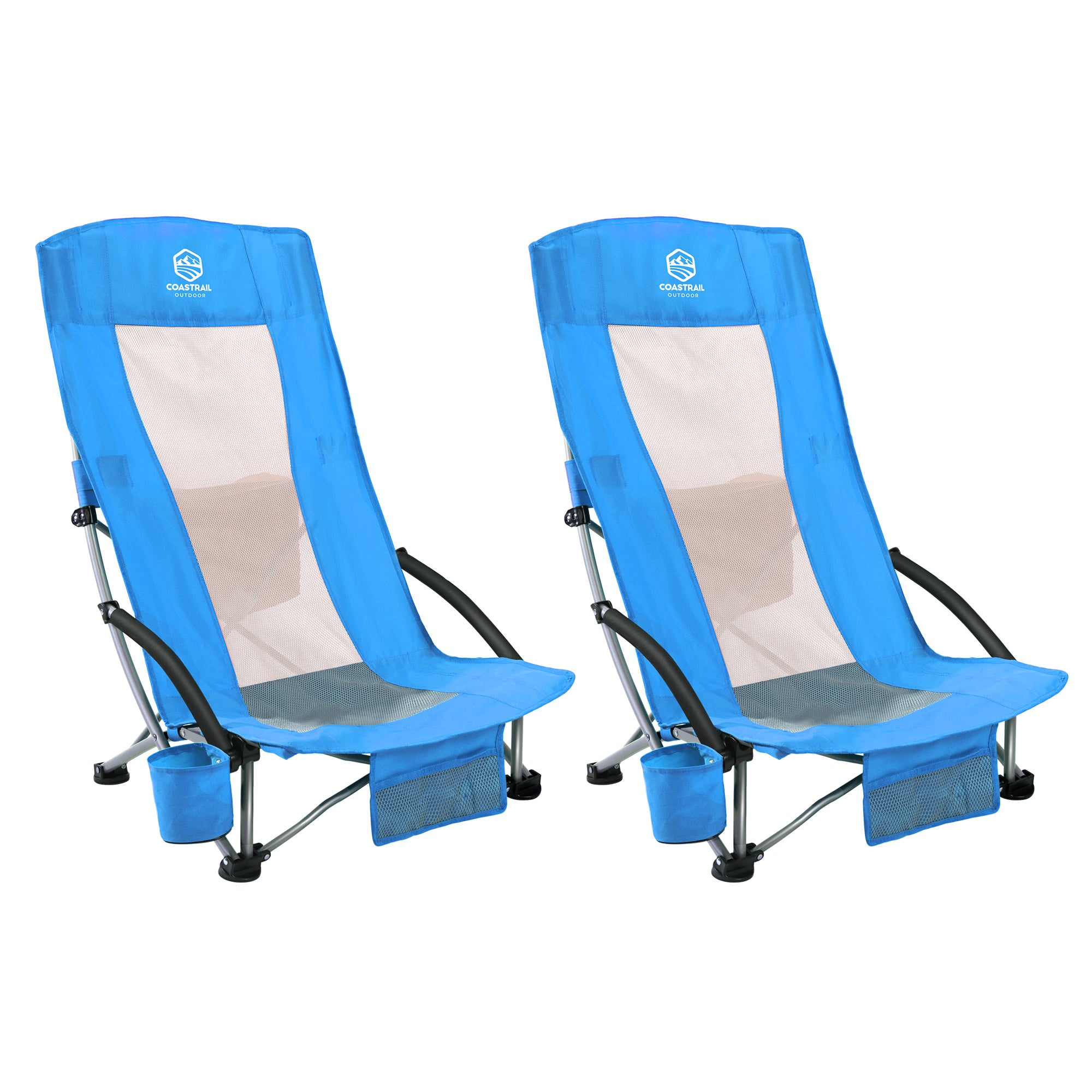 High Back Beach Chair Folding Chair - Blue